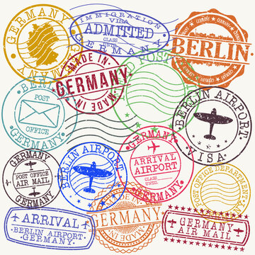 Germany Berlin Stamp Vector Art Symbol Design Badge Set.