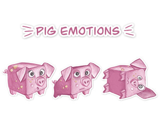 Pig pile. Three little pig. Chinese New Year. The year of the pig. High quality illustration