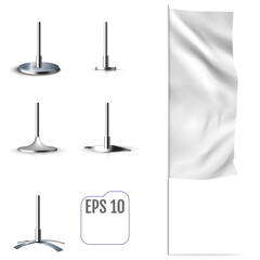 White banner flag. Realistic mockup of banner flag.