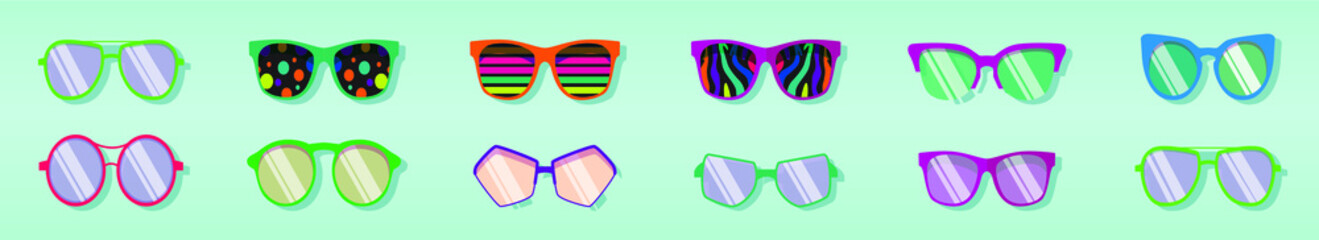set of eye glasses vector illustration isolated on tosca background