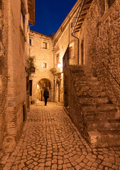 Naklejka premium Santo Stefano di Sessanio (Italy) - The ruins of Rocca Calascio, old medieval village with castle and church, 1400 meters above sea level on Apennine mountains, heart of Abruzzo region