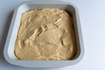tray bake cake tin with batter 