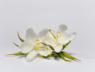 Jasmine white flower/ gardenia jasminoides isolated on white background