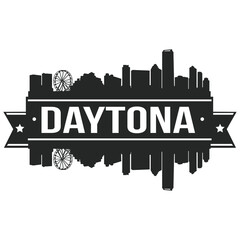 Daytona Skyline Stamp Silhouette. Reflection Landscape City Design. Vector Cityscape Icon.  