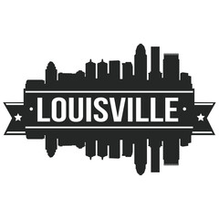 Louisville Skyline Stamp Silhouette. Reflection Landscape City Design. Vector Cityscape Icon.  