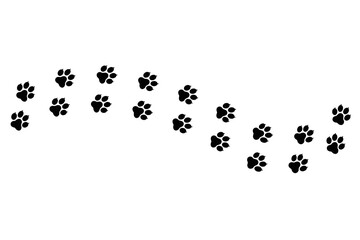 Pet paw footprint, cat walking trail, dog feet trace, graphic pattern design