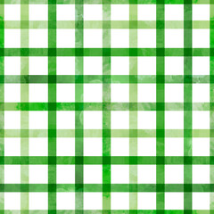 Beautiful seamless cell pattern with watercolor colorful stripes. Stock illustration.