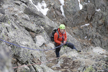 alpinism in the snowy mountains