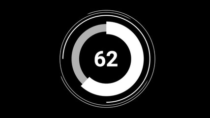 62 sixty two percent number circle pie diagram chart animated