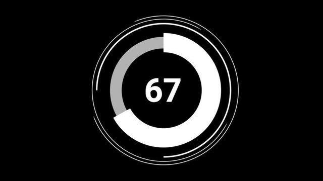 67 sixty seven percent number circle pie diagram chart animated