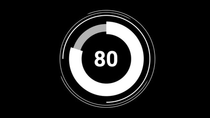80 eighty percent number circle pie diagram chart animated