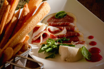 prosciutto and cheese plate