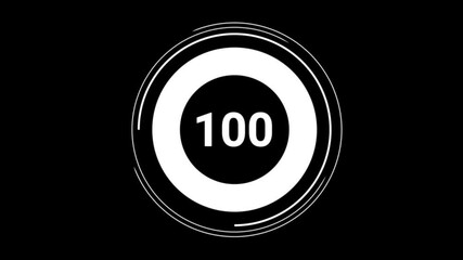 100 hundred percent number circle pie diagram chart animated