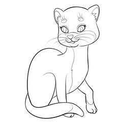 sketch of a respectable wise cat, coloring, isolated object on a white background, vector illustration,
