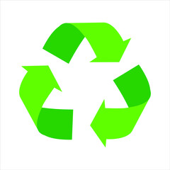 Green recycle symbol isolated on white background.