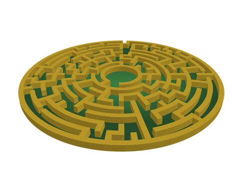A circular 3D Maze in perspective. Vector Illustration