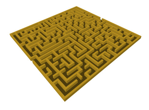 A Square 3D Maze in perspective. Vector Illustration