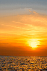 Sunset on the sandy beach on the Baltic Sea