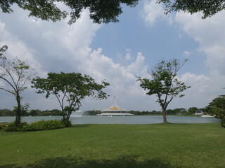 Fototapeta premium Water pavilions in parks and trees