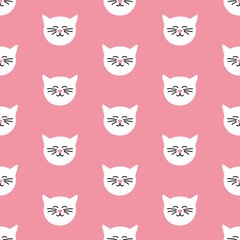 Tile vector pattern with cats on pink background