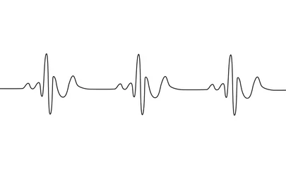 Foto auf Acrylglas Eine Linie Heart cardiogram continuous one line drawing minimalism design isolated on white