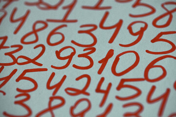 Background of numbers. from zero to nine. Seamless texture with Color. Mathematic backdrop. Random.