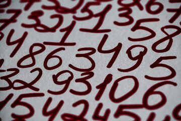 Background of numbers. from zero to nine. Seamless texture with Color. Mathematic backdrop. Random.