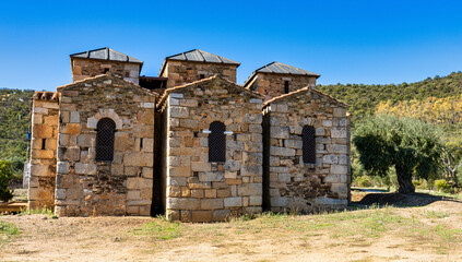 Fototapeta na wymiar Mozarabic Basilica of Santa Lucia del Trampal in Alcuescar, Extremadura, Spain