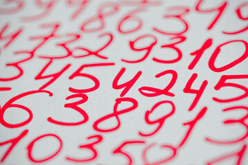 Background of numbers. from zero to nine. Seamless texture with Color. Mathematic backdrop. Random.