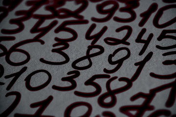 Background of numbers. from zero to nine. Seamless texture with Color. Mathematic backdrop. Random.