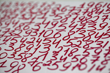 Background of numbers. from zero to nine. Seamless texture with Color. Mathematic backdrop. Random.