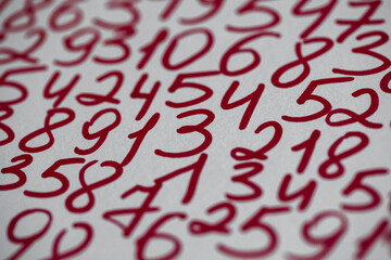 Background of numbers. from zero to nine. Seamless texture with Color. Mathematic backdrop. Random.