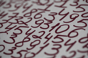 Background of numbers. from zero to nine. Seamless texture with Color. Mathematic backdrop. Random.