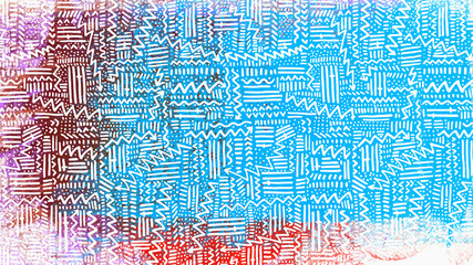 Modern multicolor spotted pop art digital composition with lines, dots and arrows.