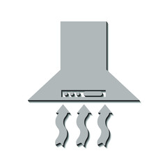 Hood for the kitchen gray on a white background and black shadow, sign for design, vector illustration