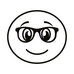 emoji face classic with eyeglasses line style icon