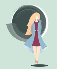 painted blonde girl in coat