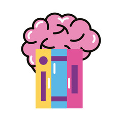 brain human with books line and fill style icon