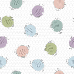 Vector Covid19 Pastel Face Dust Masks on White Background with Gray Hearts Seamless Repeat Pattern. Background for textiles, cards, manufacturing, wallpapers, print, gift wrap and scrapbooking.