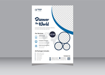 Creative Travel Agency Flyer poster, flyer, banner, magazine cover or template design for summer holiday, travel and trip