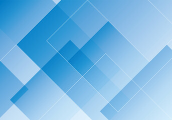 重なる正方形のグラデーションのシンプルな抽象的背景素材/ブルー
