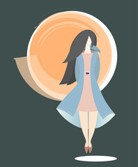 stylish brunette and wind