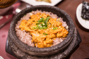 Delicious Thai food served in restaurant