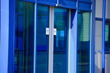 Main front door entrance of an empty office unit 