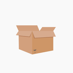 Opened cardboard box with a picture of gentle transportation
