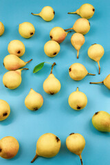Yellow pears on blue
