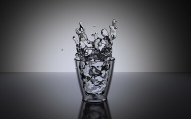 3d render Empty drinking glass realistic cup with isolated background.