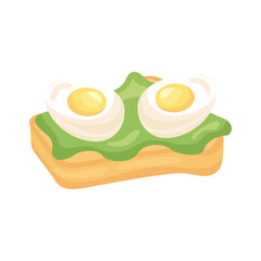 frieds eggs in bread with lettuce breakfast detailed style icon