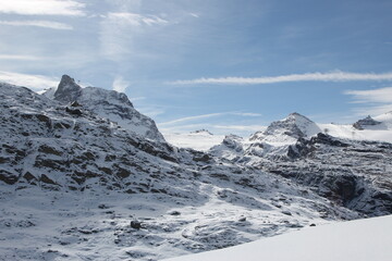 Beautiful views of snow mountains at Rotenboden, Zermatt, Switzerland, Europe