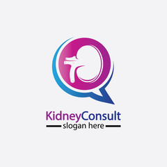 Kidney Consult logo designs concept vector, Kidney Healthcare logo template,Urology logo vector template.